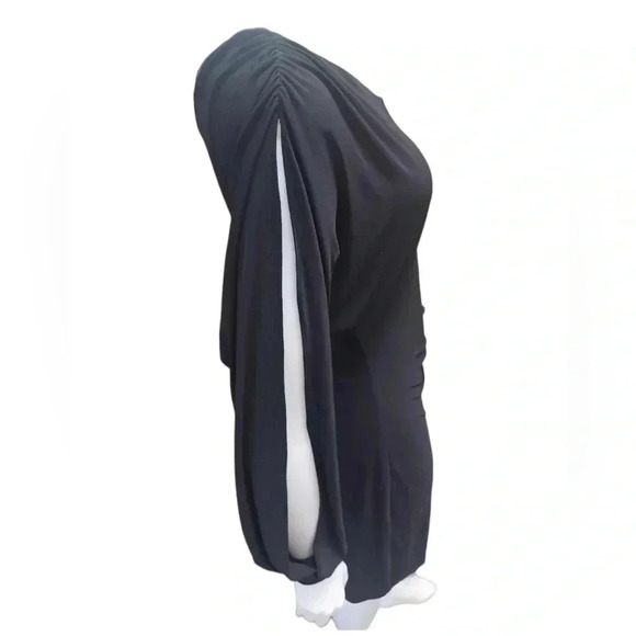 Le Chateau Sexy  One Sleeve Black Stretch Mini Dress Size Large - Picture 5 of 13